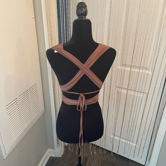 SHEIN- brown wrap top (can be worn different ways) - Picture 2 of 3